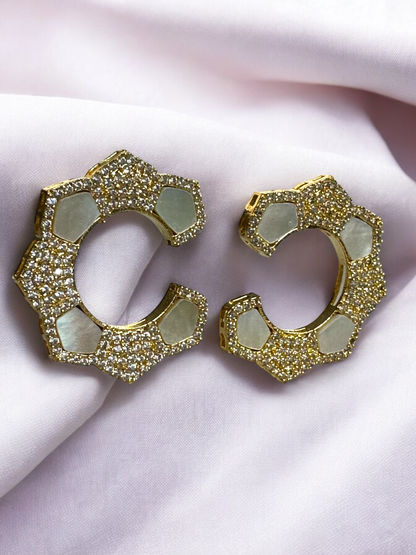 White Mother-of-Pearl Oversized Cup Earrings