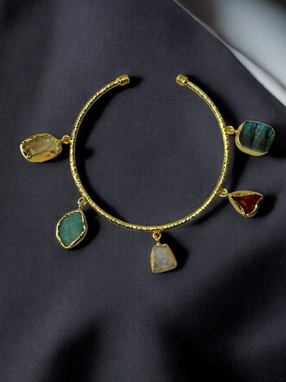 Multicoloured Stones Charm  Bangle