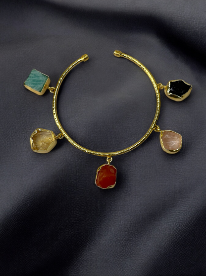 Multicoloured Stones Charm  Bangle