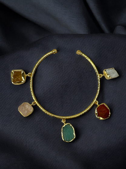 Multicoloured Stones Charm  Bangle
