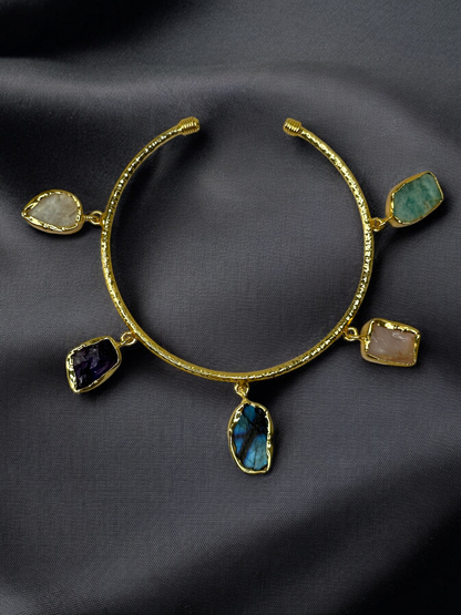 Multicoloured Stones Charm  Bangle