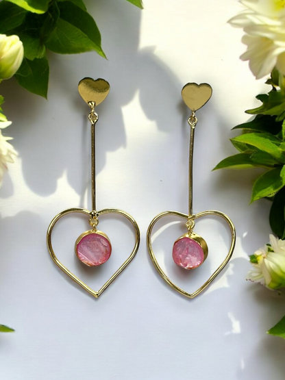 Natural Stone Heart Danglers