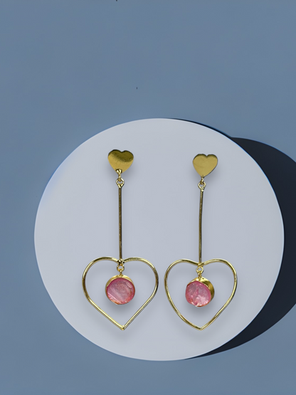 Natural Stone Heart Danglers