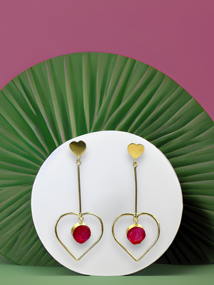 Natural Stone Heart Danglers