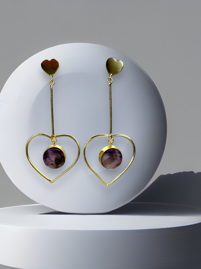 Natural Stone Heart Danglers