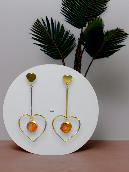 Natural Stone Heart Danglers