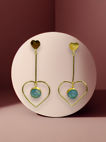 Natural Stone Heart Danglers