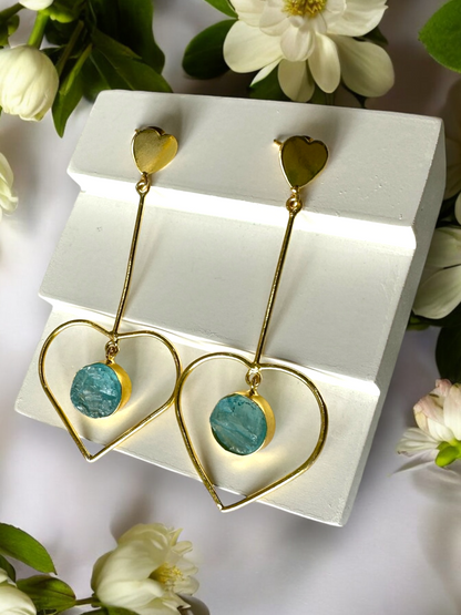 Natural Stone Heart Danglers