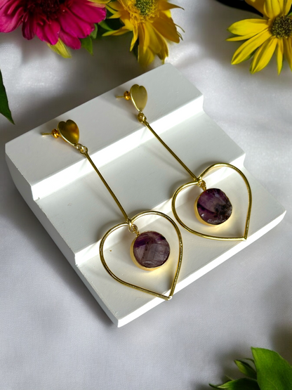 Natural Stone Heart Danglers
