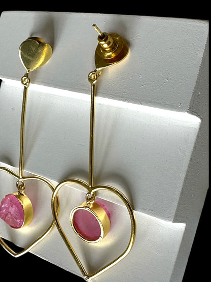 Natural Stone Heart Danglers