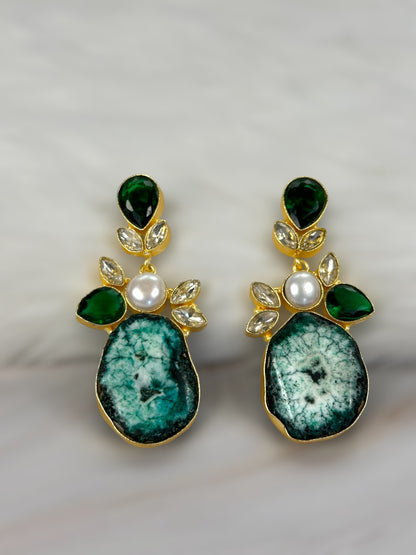 Druzy Agate Stone Slice Earrings