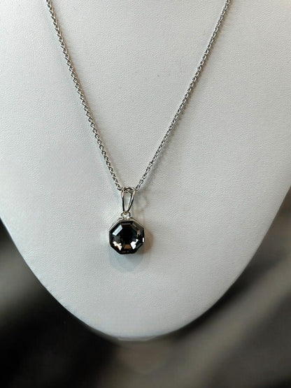 Black Swarovski Crystal Octagonal Pendant With Studs