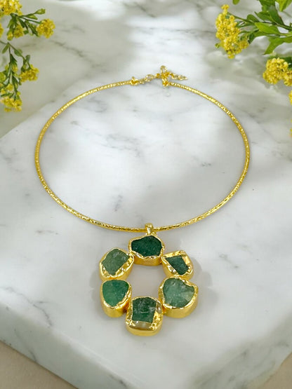 Green Aventurine Statement Floral Hasli