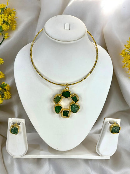 Green Aventurine Statement Floral Hasli
