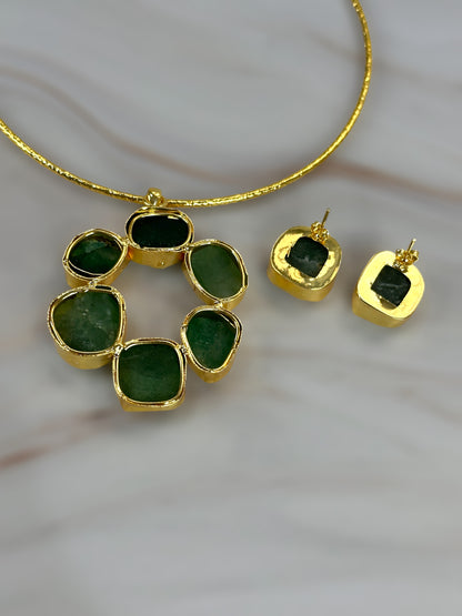 Green Aventurine Statement Floral Hasli
