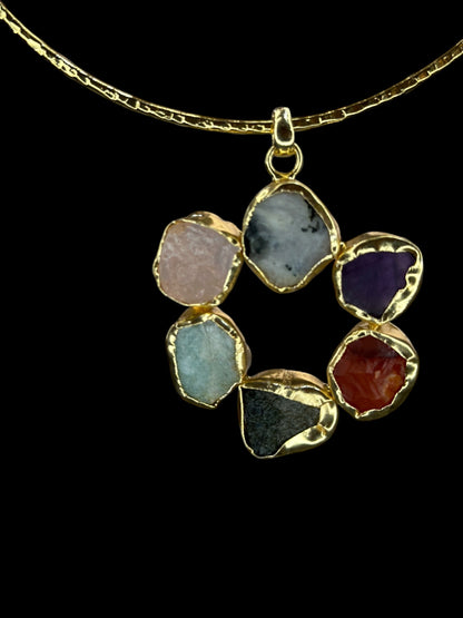 Multicolour Stone Statement Floral Hasli