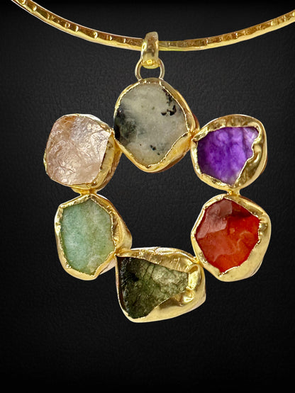 Multicolour Stone Statement Floral Hasli