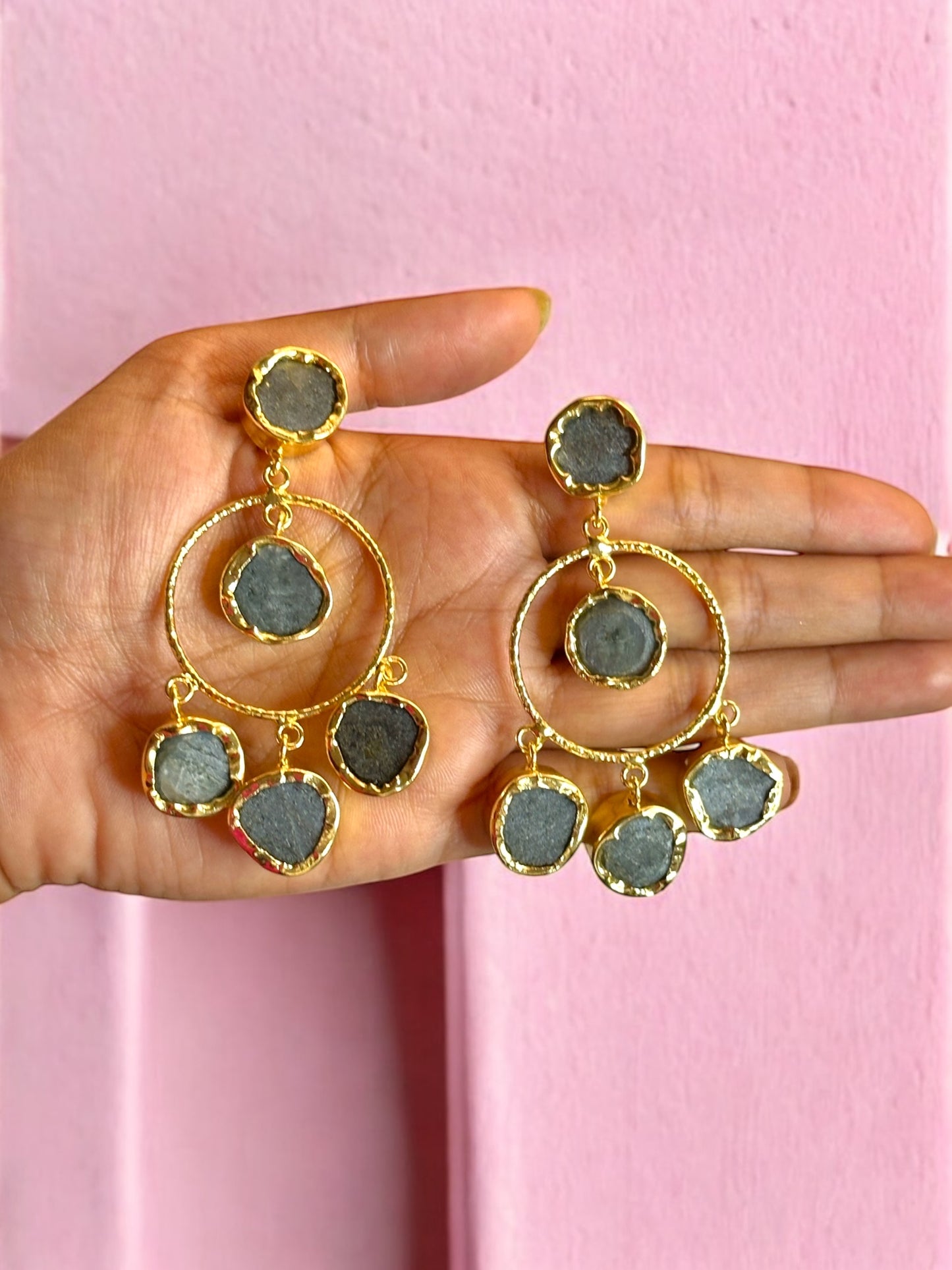 Modern Stone Chandbali Earrings