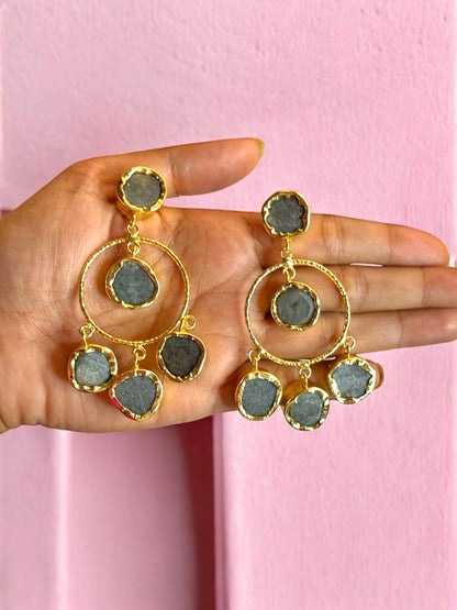 Modern Stone Chandbali Earrings