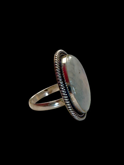 White Moonstone Chunky Adjustable Alloy Ring