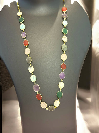 Multi Stone Oval Cut String Necklace