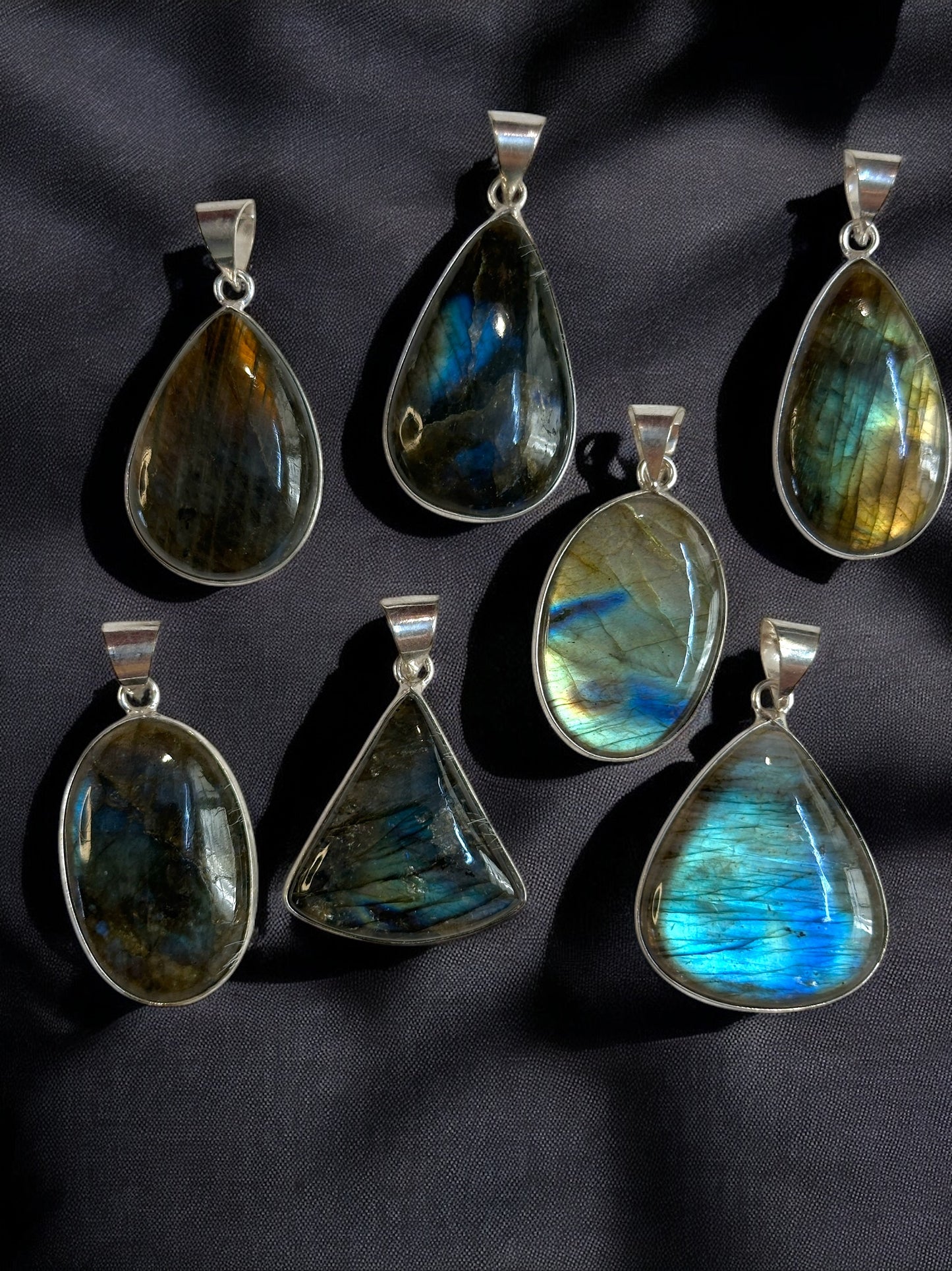 Mystic Aurora Labradorite Pendant in White Alloy (No Chain)