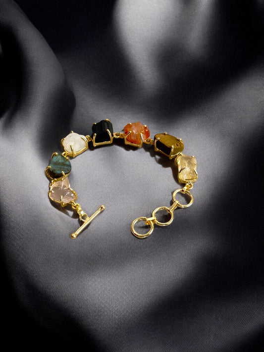Multi Stone Saisha Brass Bracelet