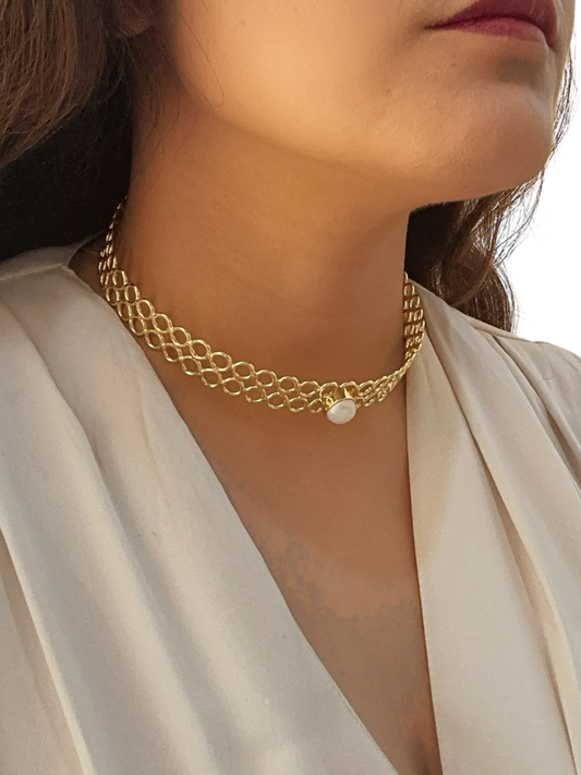 Real Pearl European Torque Necklace Kadi Hasli