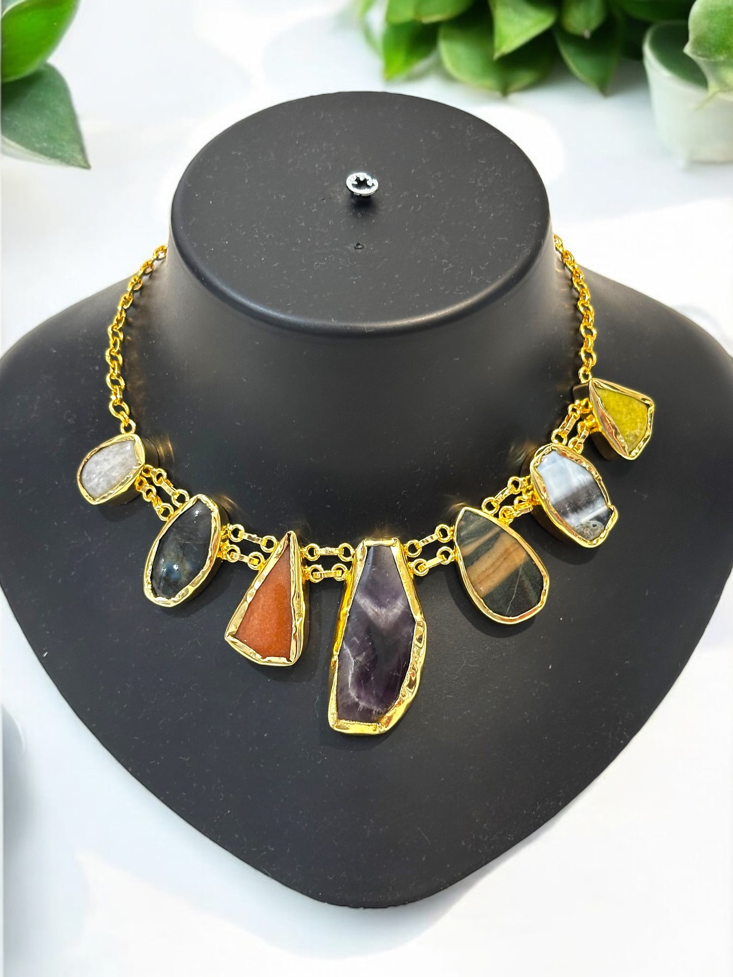 Sapta Ratan Seven Stones Chain Necklace