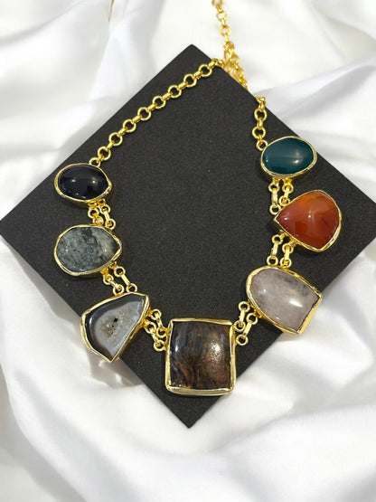 Sapta Ratan Seven Stones Chain Necklace
