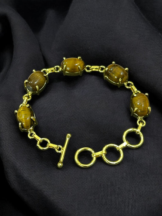 Five Stones Polished Bracelet Tiger's Eye