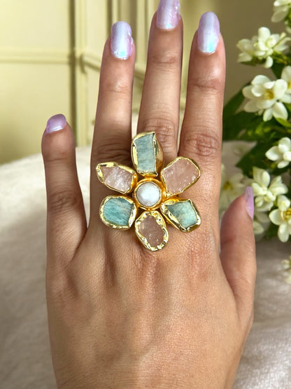 Phool Stone Pearl Ring