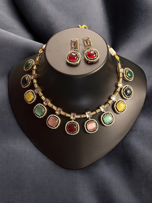 Multicoloured Doublet Necklace Set