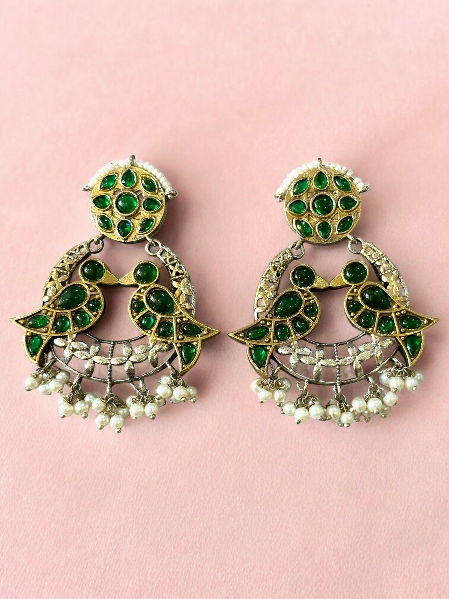 Tota Maina Dual Tone Pachi Earrings