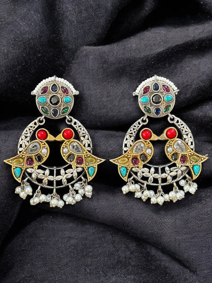 Tota Maina Dual Tone Pachi Earrings