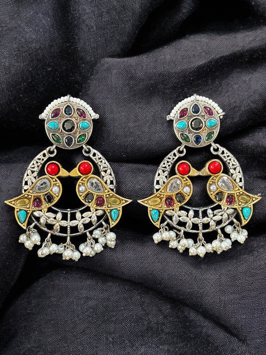 Tota Maina Dual Tone Pachi Earrings