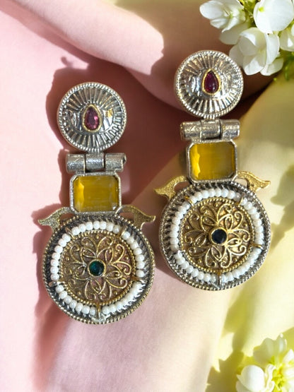 Chakra Dual Tone Pachi Earrings