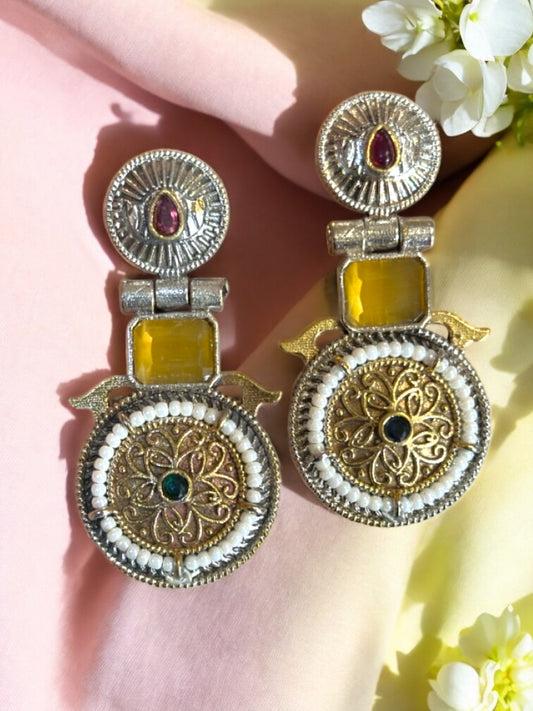 Chakra Dual Tone Pachi Earrings