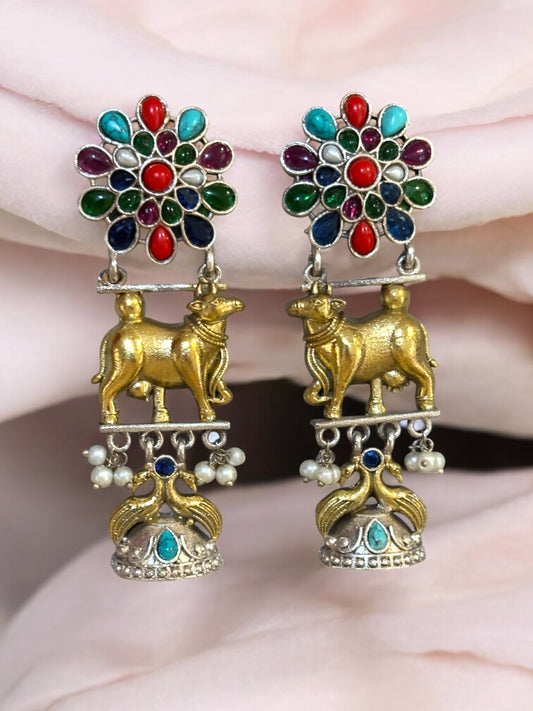 Kamdhenu Dual Tone Brass Earrings
