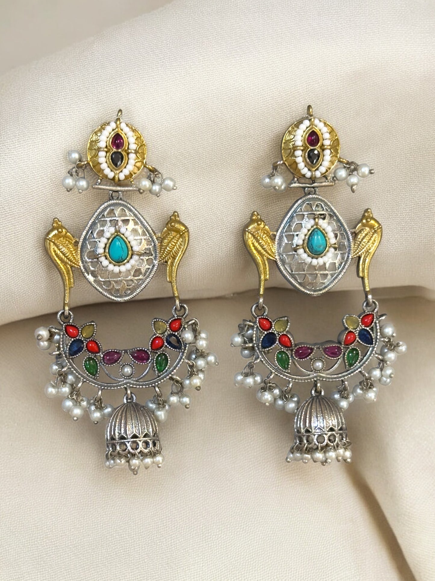 Mayur Dual Tone Pachi Earrings