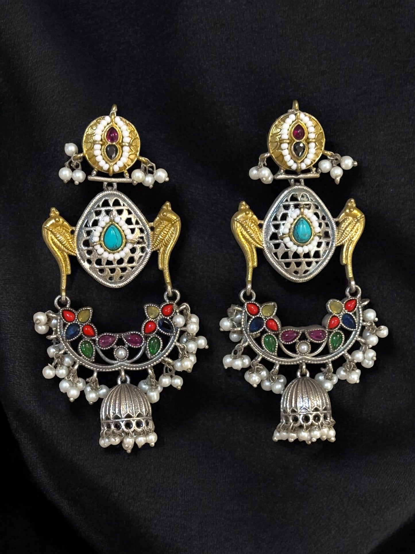 Mayur Dual Tone Pachi Earrings