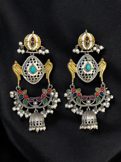 Mayur Dual Tone Pachi Earrings