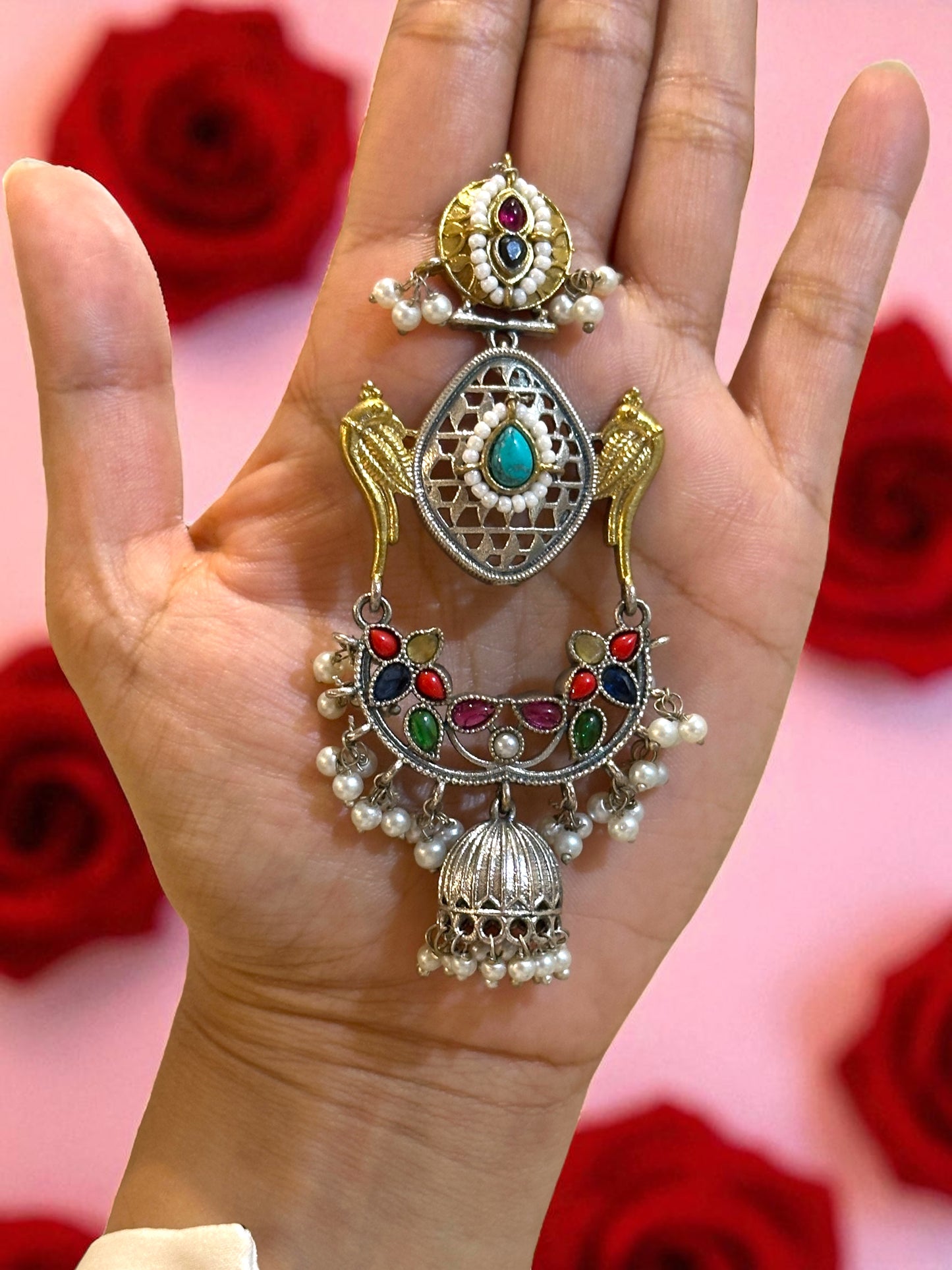 Mayur Dual Tone Pachi Earrings