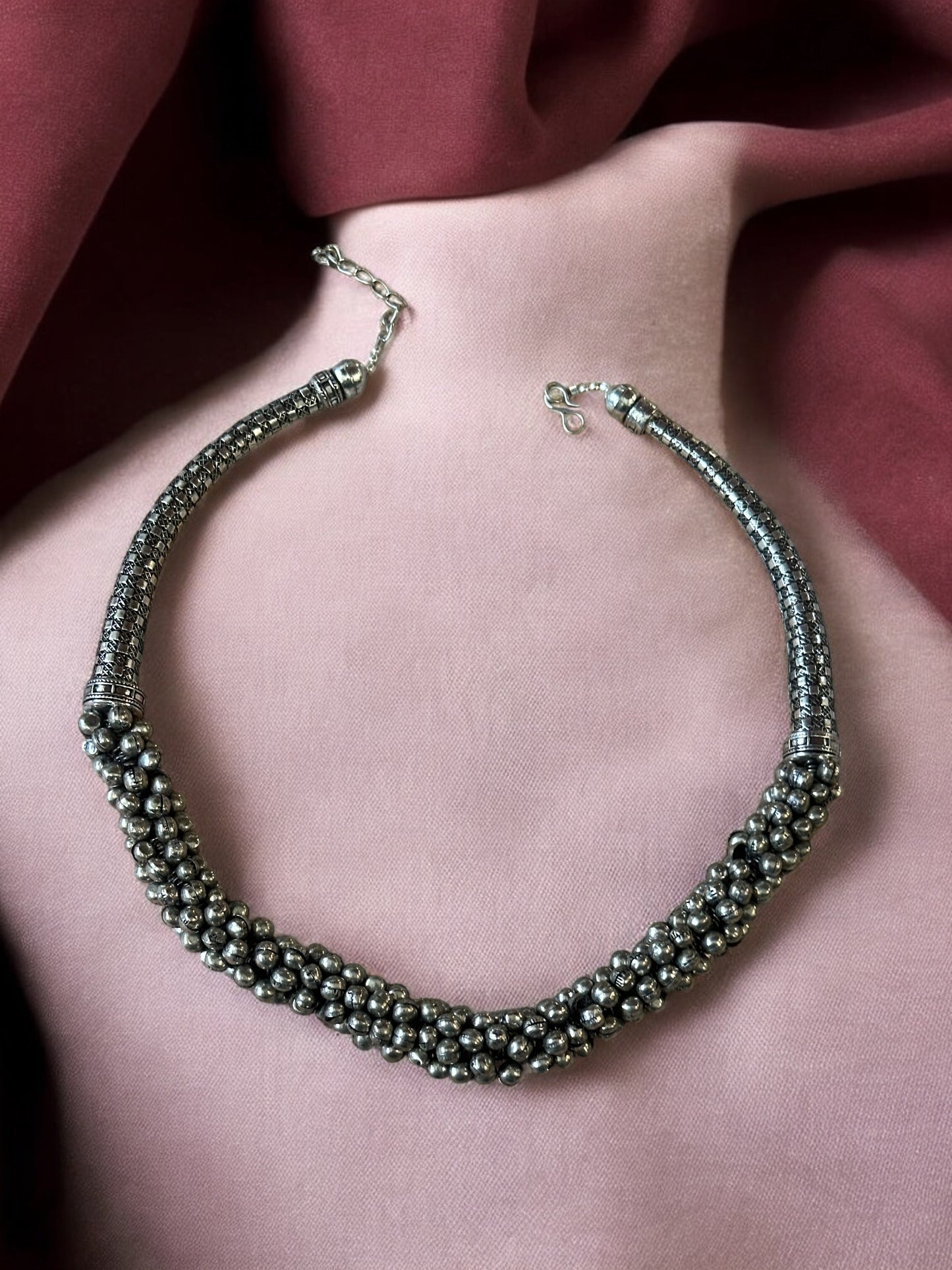 Oxidized Silver Plated Ghunghroo Hasli