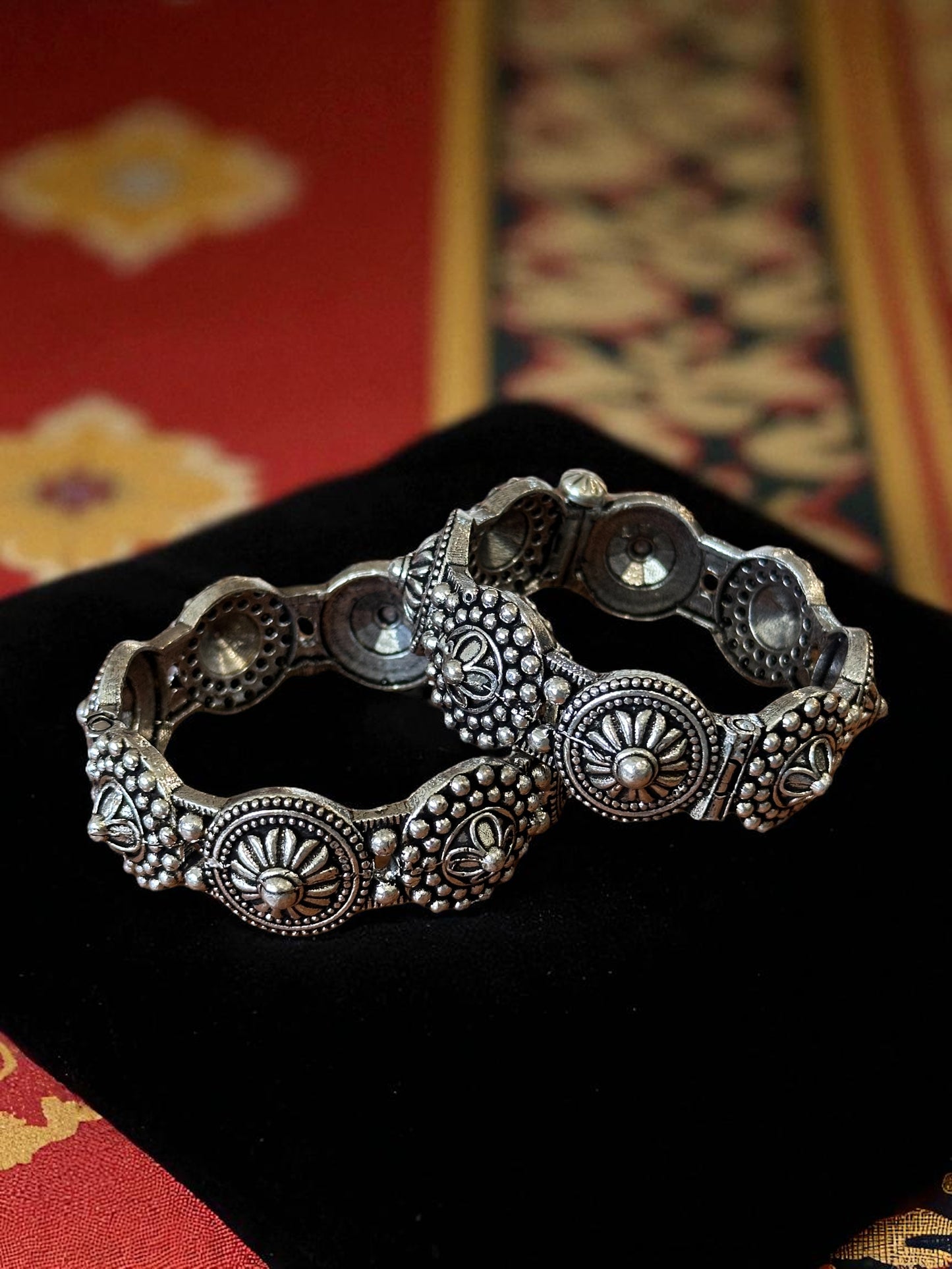 Oxidised Silver Plated Brass Rama Kada Set