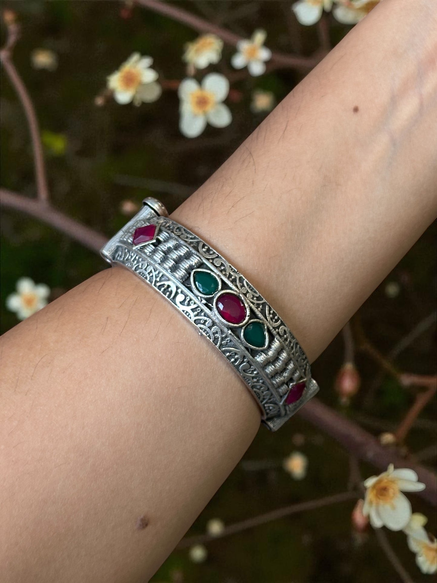 Oxidised Silver Plated Brass Kusum Kada