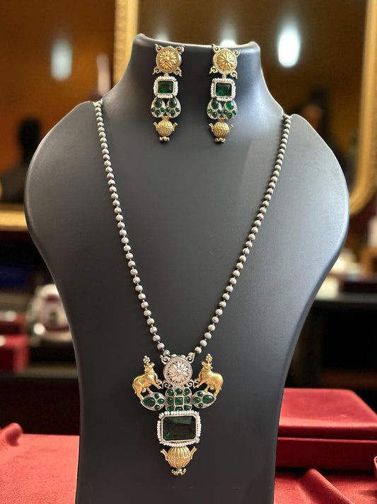 Dual Tone Rohini Long Necklace Set