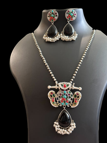 Dual Tone Sarika Long Necklace Set