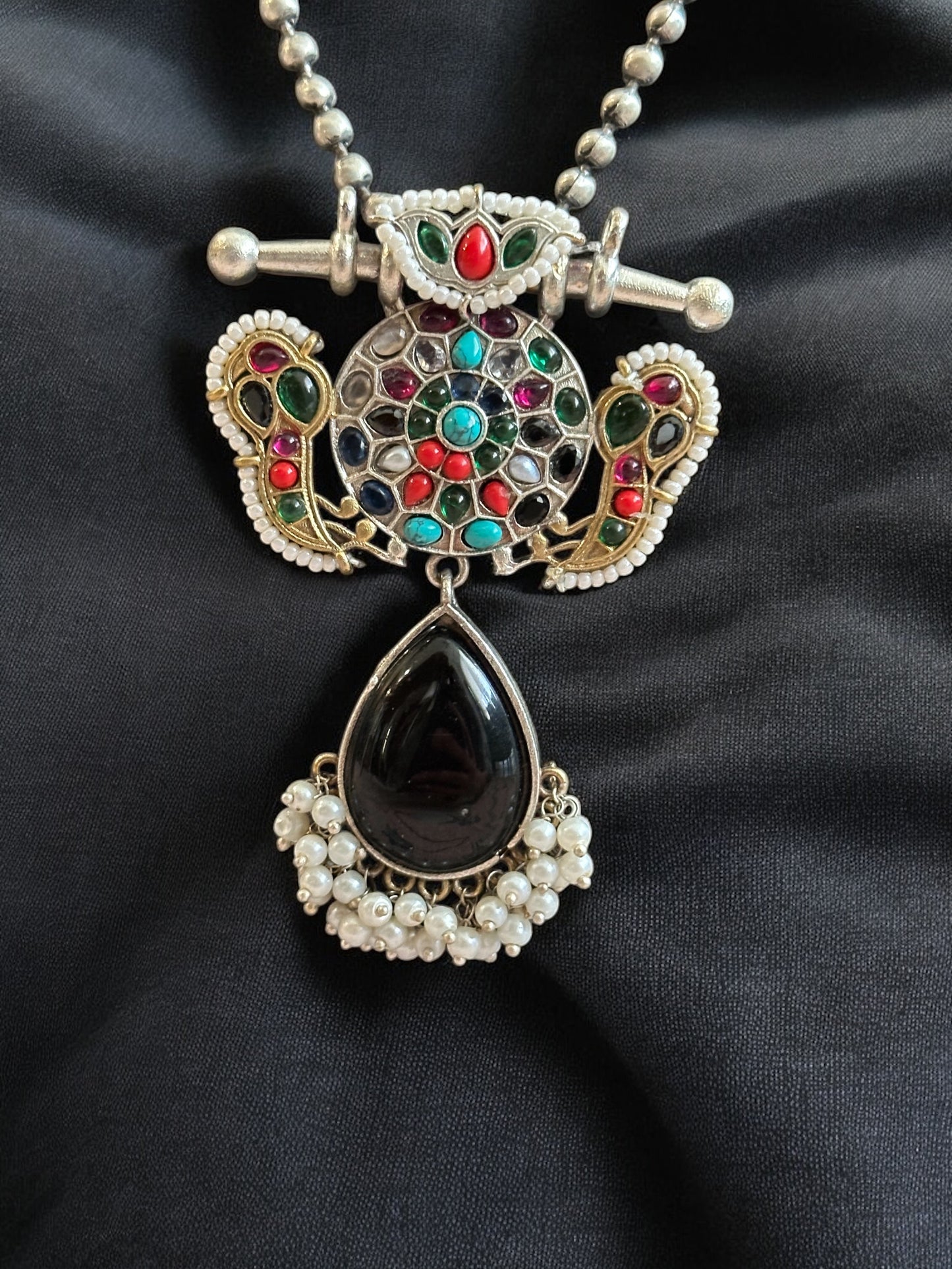 Dual Tone Sarika Long Necklace Set