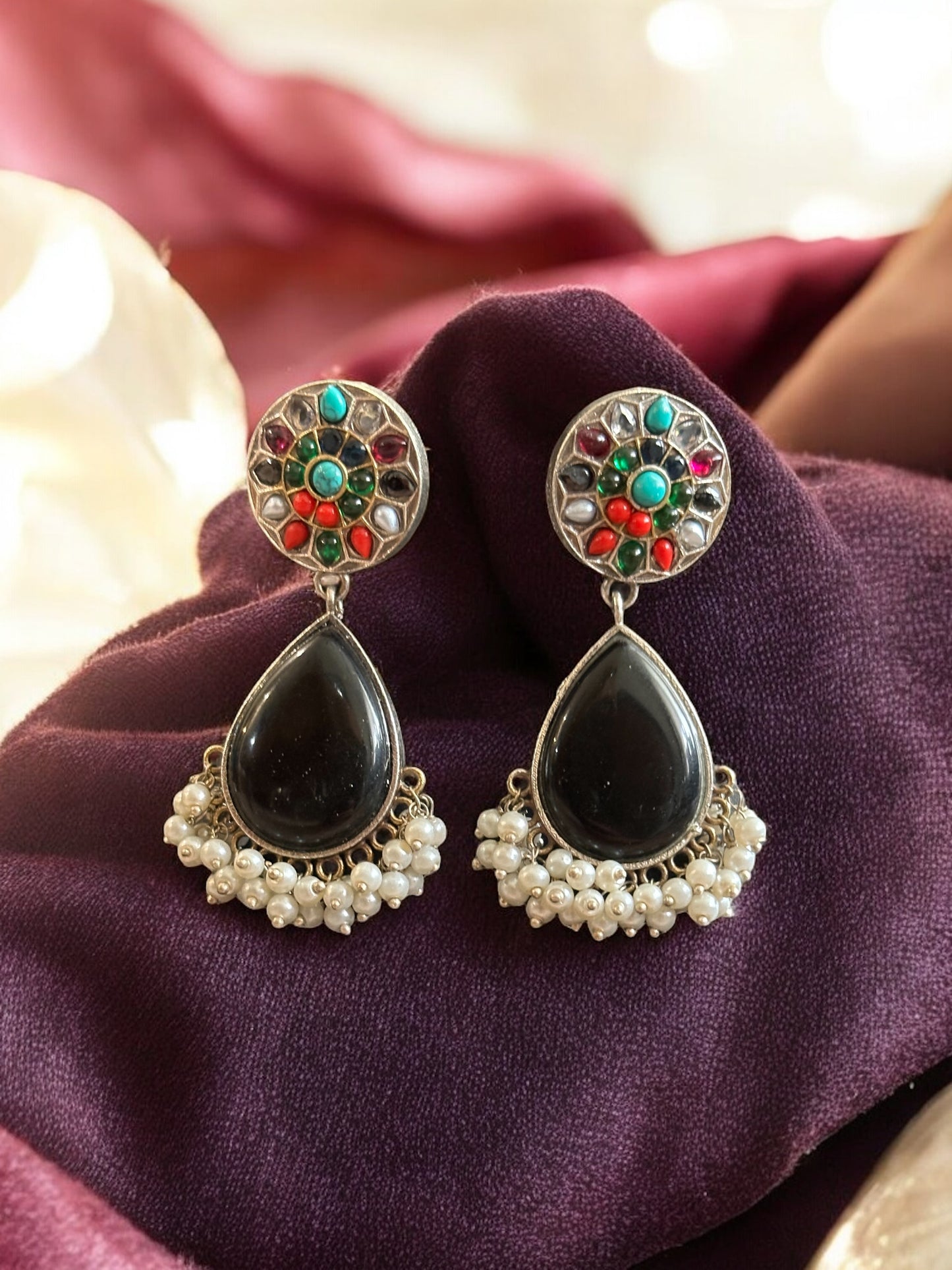 Dual Tone Sarika Long Necklace Set